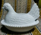 Vintage Milk Slag Glass Hen on Nest Covered Dish Indiana Glass-*see description*