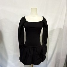 Fashion Nova Black Square Neck Long Sleeve Solid Mini Dress Size S