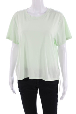 Revel Womens Supima Cotton Solid Short Sleeve T-Shirt Top Green Size L