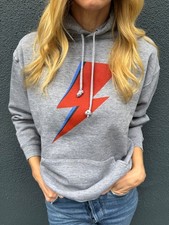 80s VINTAGE DAVID BOWIE LIGHTNING BOLT HOODED SWEATSHIRT MEN SZ M ALADDIN SANE