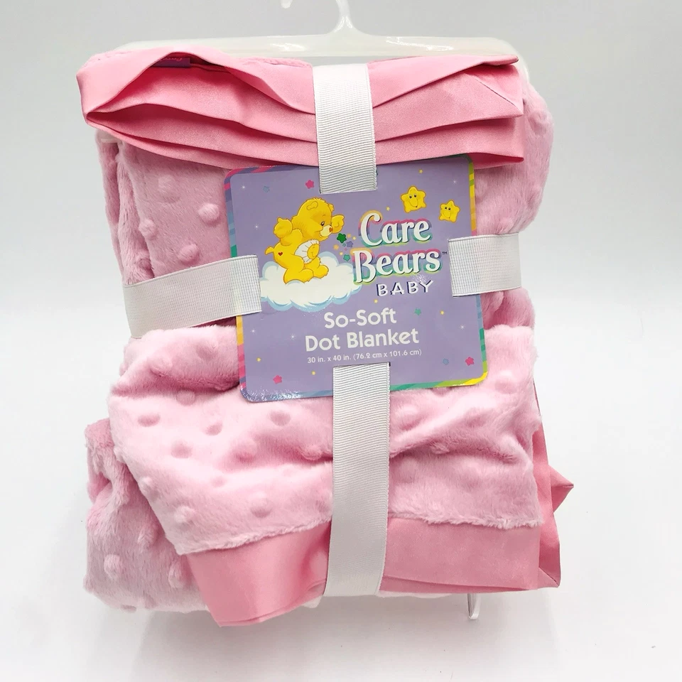 Manta Bebé Care Bears Minky Borde Satinado Rosa Nueva Con Etiquetas Foto 4 de 4