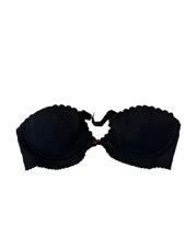 Vintage Carnival Black Lack Strapless Bra Size 32B Bra Red Rose Size