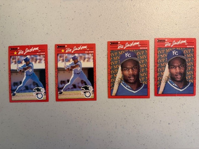 (4) 1990 Donruss Bo Jackson ERROR & FIXED Cards #650/BC-1 No Dot after INC err