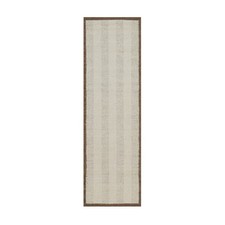 2'5"x8'3" Ivory Modern Stripes Design Hand Knotted Natural Wool Runner Rug 92265