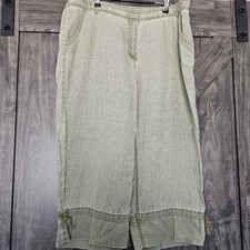 J Jill Womens Olive Green Linen Wide Leg Cropped Pant Size 16 Petite