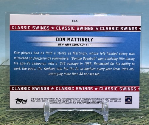 Red /5 2025 Topps All Star Game Don Mattingly Classic Swings 5/5 Bookend HOF - Picture 2 of 2