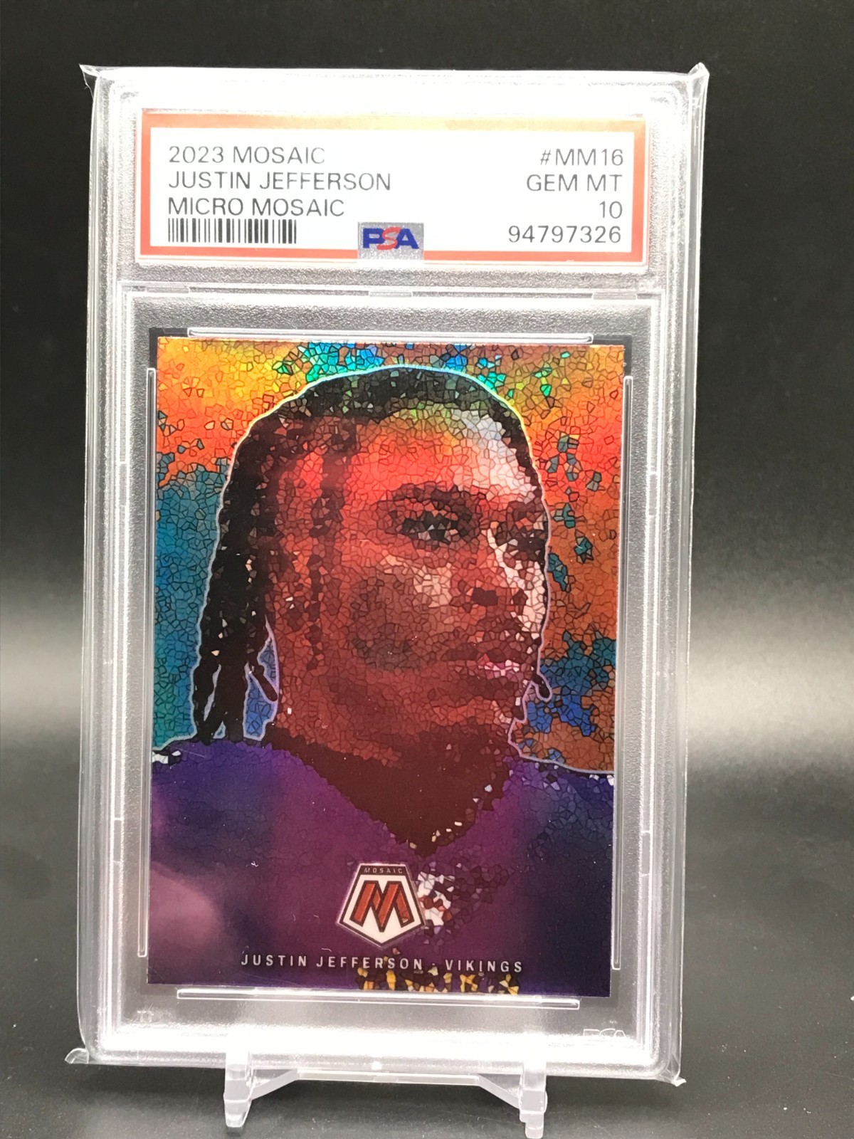 2023 Mosaic Justin Jefferson Micro Mosaic PSA 10 Case Hit Vikings #MM16