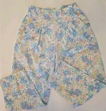 Vintage RARE Levis Juniors Floral Print Pleated Button Dress Pants Pockets Baggy