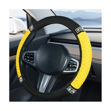 Bling Car Steering Wheel Cover, Non-Slip Elastic Stretch Rhinestones Yellow