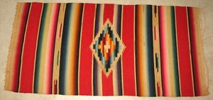Vintage Chimayo New Mexico Handwoven Wool Textile - 20" x 10"