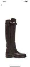 Valentino Black Leather Boots With Braid Detail Size 37.5