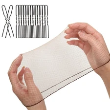 Smilco Hair Net 50 Pcs and 50 U Shaped Pins Set, 20 Inches 50+50-Brown 