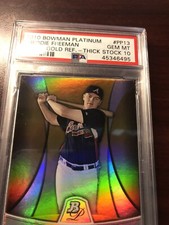 2010 BOWMAN PLATINUM GOLD REFRACTOR #13 FREDDIE FREEMAN ROOKIE /539 PSA 10 POP 1