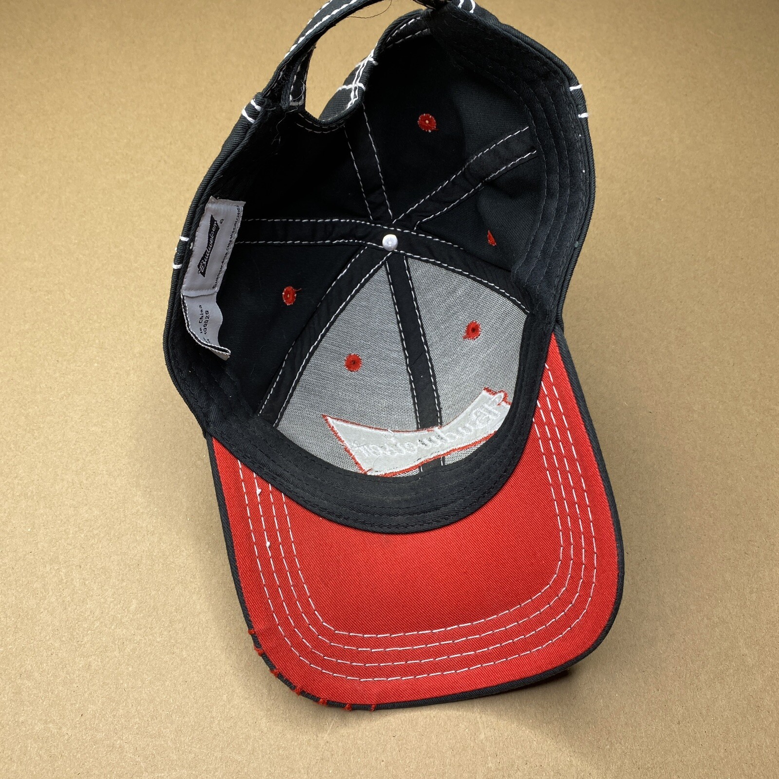 Budweiser Adjustable Strapback Hat Red Black Embr… - image 2