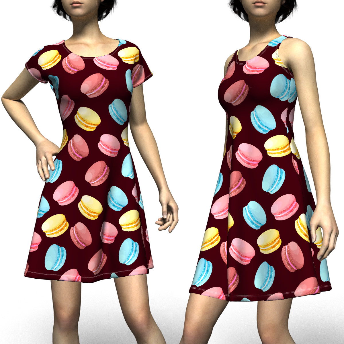 Cute colorful Macaroon Sleeveless & Short Sleeve Dress Size XS-5XL Plus Cute colorful Macaroon Sleeveless & Short Sleeve Dress Size XS-5XL Plus