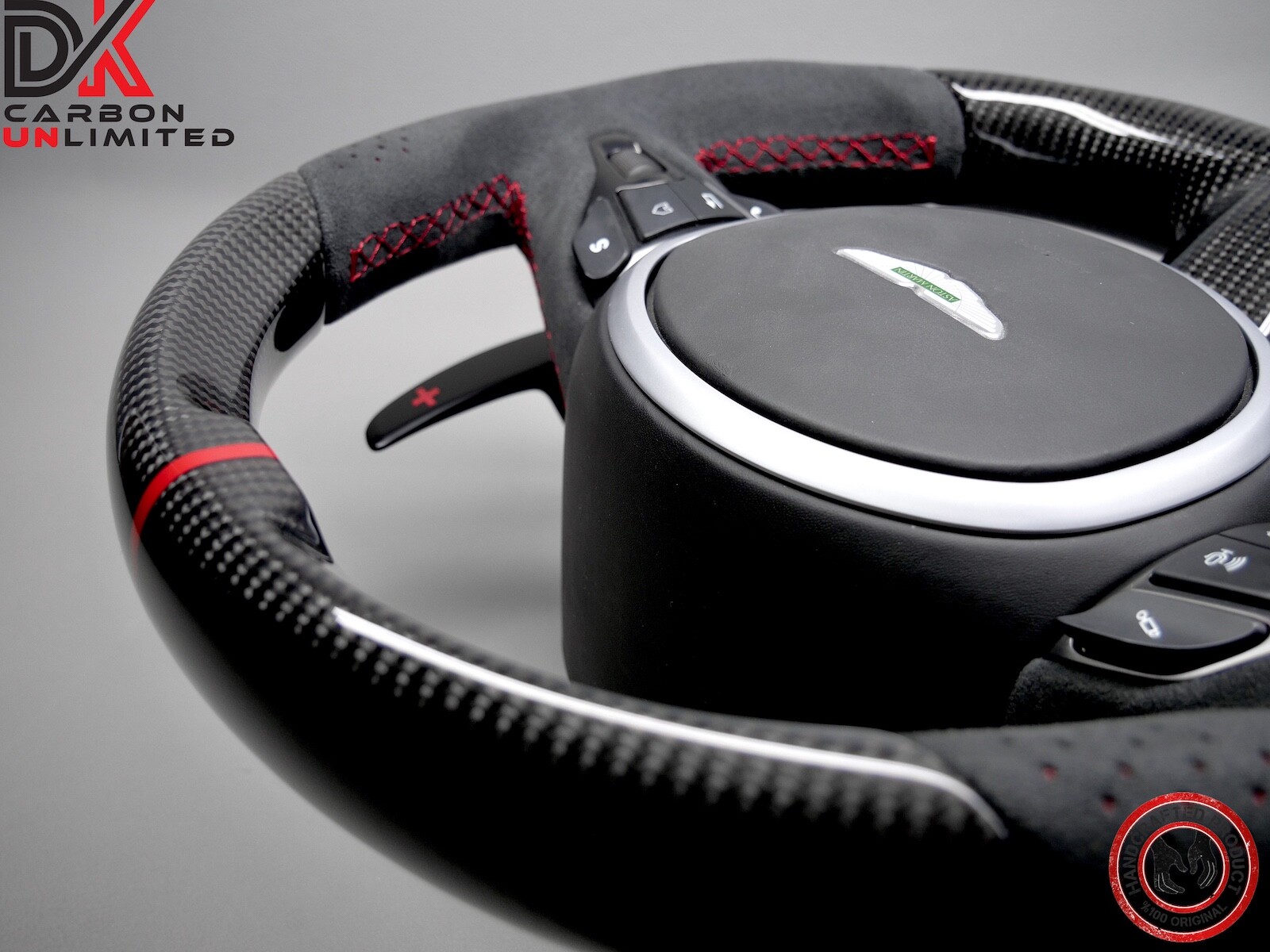 Aston Martin DB11 DBS Vantage Red Ring Alcantara Gloss Carbon Steering Wheel v3