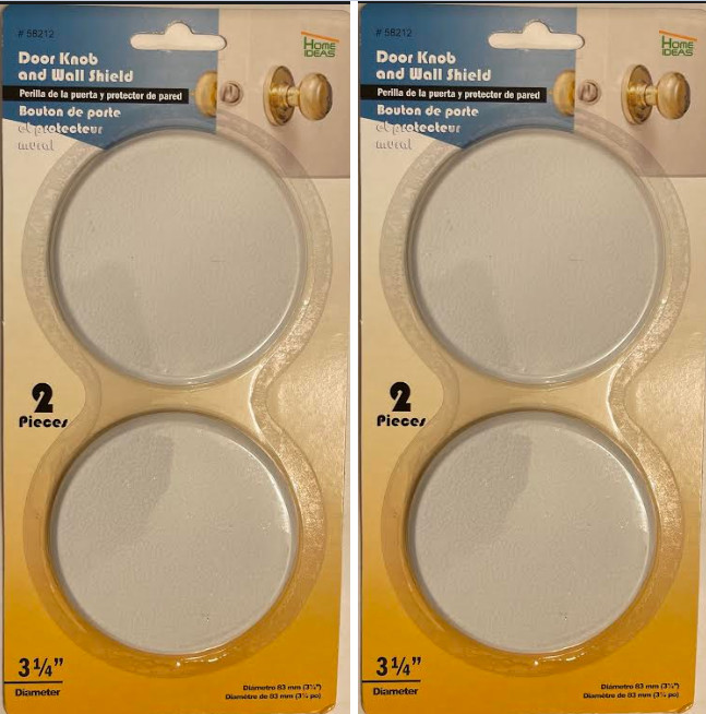 Door Knob Wall Shield/Protector, 2 Sets of 2, 3.25" diameter, White, 58212