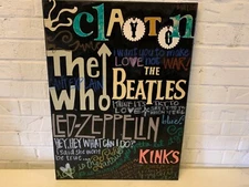 Modern Painted Collage of Famous Bands & Quotes Decorative Clayton Mo Wall Art