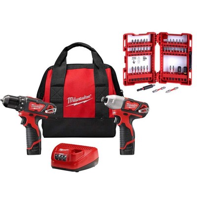Milwaukee Power Tool Combo Kits 12V Li-Ion Cordless Drill Driver/Impact (2-Tool)