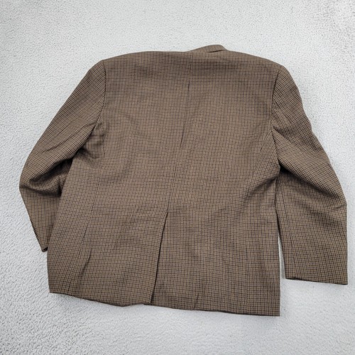 Chaps Blazer Mens 50R Wool Brown Houndstooth Pockets Suit Jacket Sport Coat - Picture 2 of 8