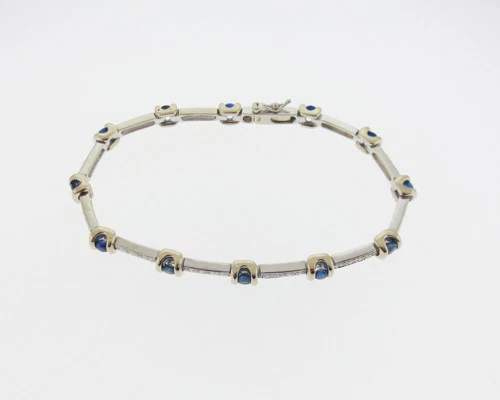 Fine Jewelry 3.50cttw Natural Blue Sapphires Diamonds Solid 18k Gold 7" Bracelet - Image 3 of 4