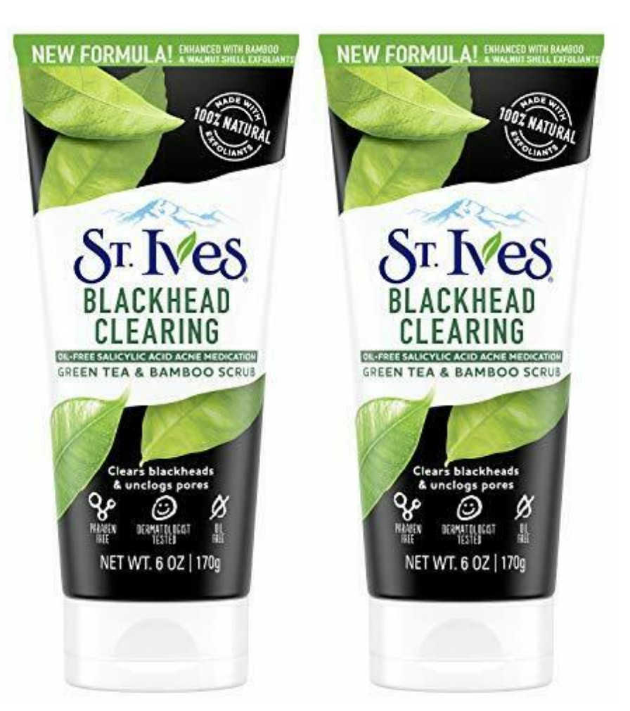 2 pk St. Ives Blackhead Clearing Face Scrub Green Tea & Bamboo 6 oz