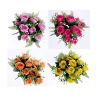 18 Head Artificial Rose Bush - Orange Pink or Yellow - Flower Wedding Home Decor