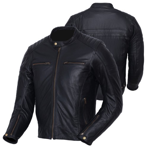 Chaquetas/abrigo extraíble de cuero de vaca 100 % cuero de vaca real para motocicleta Touring CE - Imagen 6 de 28