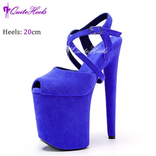 Sexy Womens Suede Nightclub Dance Super High Heels Walking Cross Strap Sandals - Picture 36 of 40