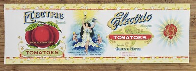 ADVERTISING Label Can Electric Olney Floyd Westernville New York Tomatoes