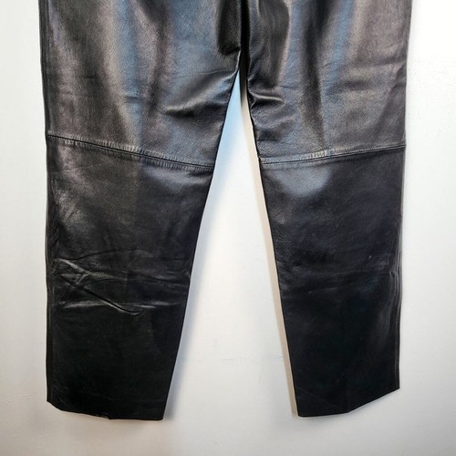 Mixit Vintage 90s Black Genuine Leather Straight Leg Pants Size 8 Alt Moto Biker - Picture 7 of 7