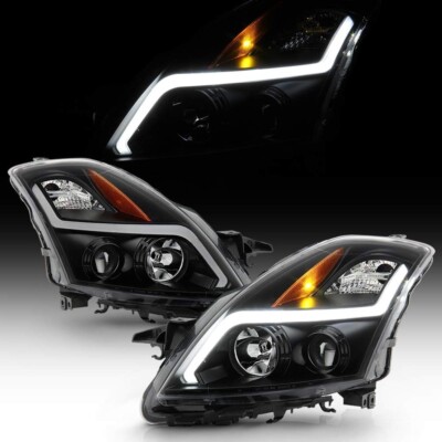 For [Halogen Type] 2007-2009 Nissan Altima 4Dr Full Black Housing LED Headlights