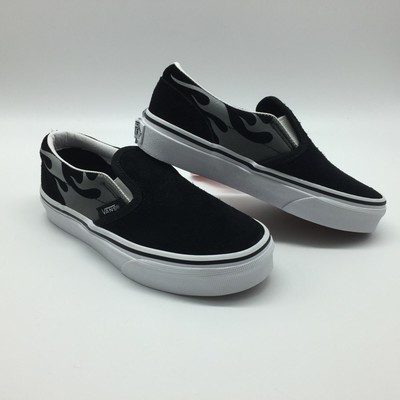 vans slip on suede flame