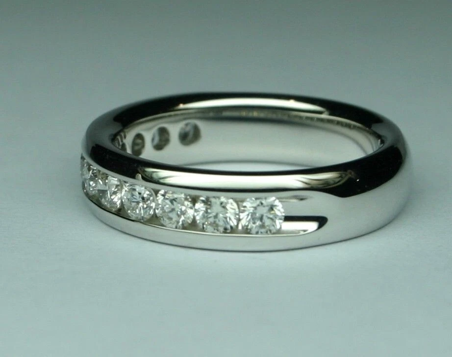 1.00 克拉天然圆形切割钻石订婚男式戒指 14K 白金 12 码 — 第 3/4 张图片