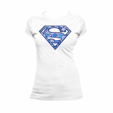 Image of DC Comics Superman Logo Collage Official Women's T-shirt White S-XL