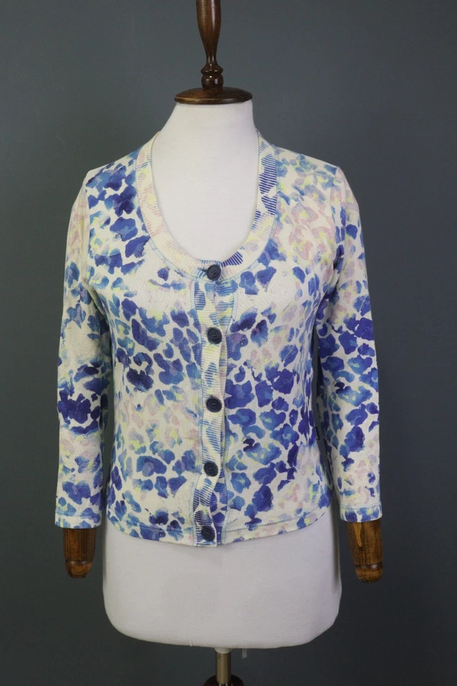 Suéter Cárdigan Recortado Viscosa Tejido Floral Just Cavalli Talla S