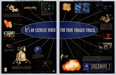 Shockwave 2 Beyond The Gate 3DO Game Promo 1995 Full 2 Page Print Ad