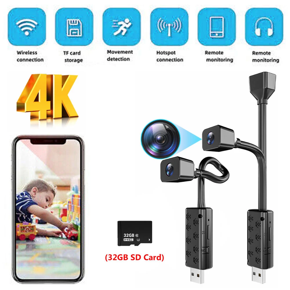 Mini Camara Espía WiFi - Cámara Espía Full HD 4k con Detección De