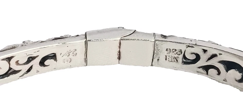 Hermoso SC? Brazalete con bisagras de filigrana de topacio azul de diseño de ley y 18k Foto 4 de 4