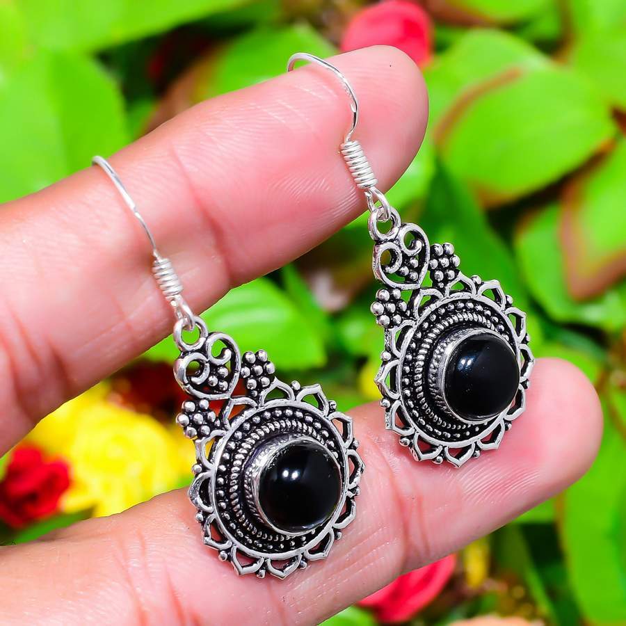 Black Onyx Gemstone Handmade 925 Sterling Silver Jewelry Earring
