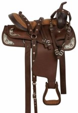 Stylish New Western Brown Saddle Barrel Racing Pleasure Trail Horse Tack