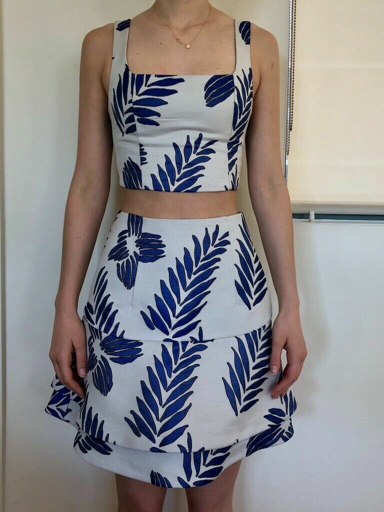 KOOKAI BLUE IRIS MINI SKIRT AND TOP SET SZ 34 BNWOT FREE POST (H81