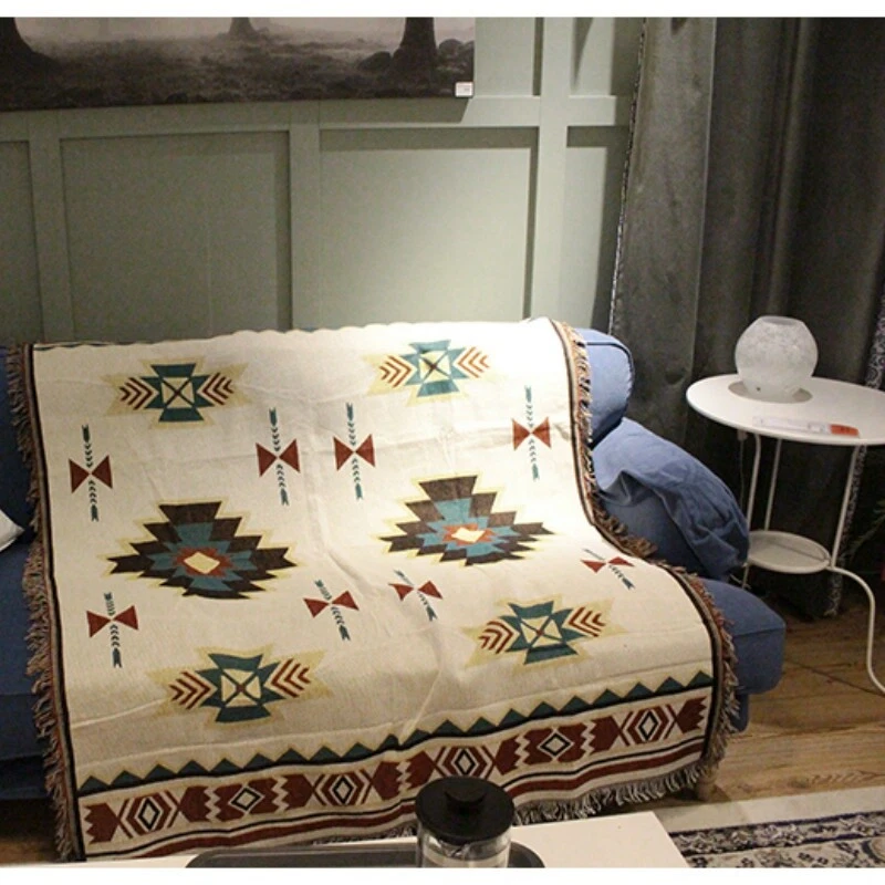 Blumen Bestickt Tagesdecke Bett Boho Wandbehang Wandteppich Reise Deckel Teppich - Bild 2 von 4