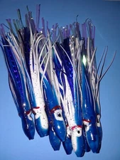 Custom 5 Pk BL/WHT Saltwater Offshore Fishing Trolling Lure Mahi-Tuna-Sail-Wahoo