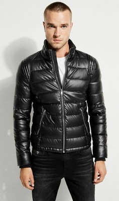 Men's Genuine Real Lambskin Black 