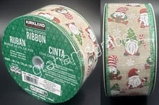KIRKLAND WIRED EDGE RIBBON SANTA GNOME 50 YD X 2.5" CHRISTMAS HOLIDAY PARTY NEW