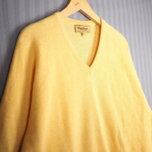 Pull en tricot en maille jaune Paul Stuart V taille XXL Écosse - Photo 1/15