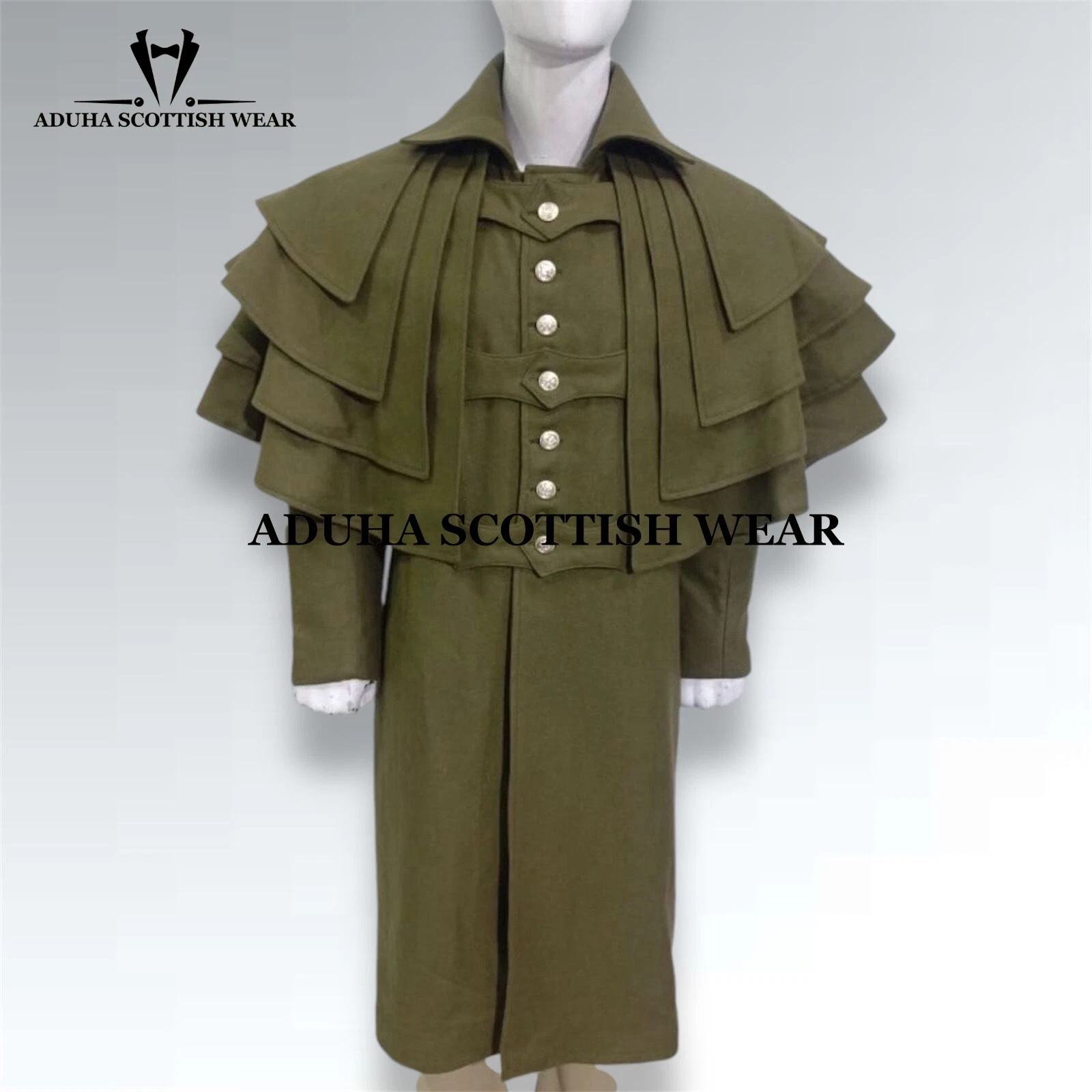 BURBERRY Nuovo cappotto unisex Regency Garrick cappotto da cocchiere georgiano e Regency Greatco