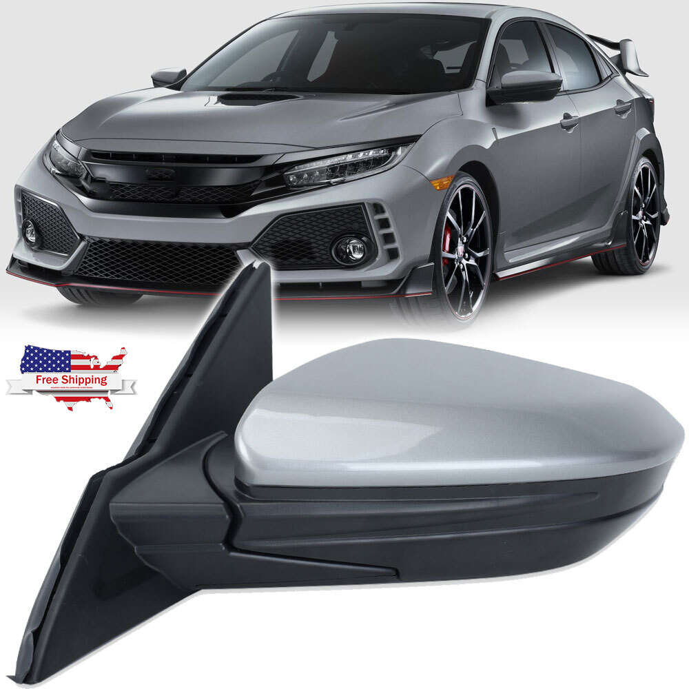 Silver Gray Left Driver Side Mirror 3Pin Manual Fold for Honda Civic 2016-2020