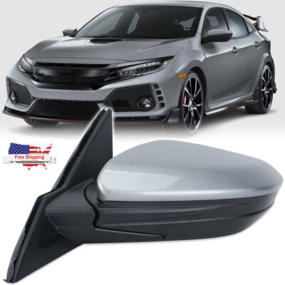 Silver Gray Left Driver Side Mirror 3Pin Manual Fold for Honda Civic 2016-2020